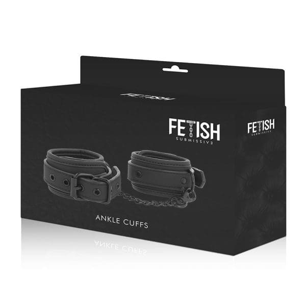 FETISH SUBMISSIVE - VEGAN LEATHER ANKLE CUFFS WITH NOPRENE LINING 10